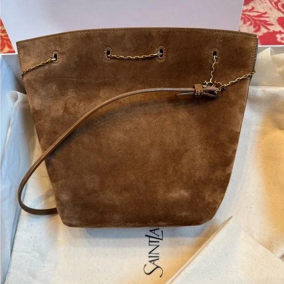 Yves Saint Laurent Brown Suede Bucket Shoulder Bag with Gold Hardware - Picture 4 of 9